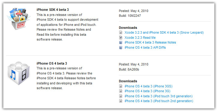 Download iPhone OS 4.0 Beta 3
