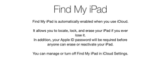 setup iPad mini - find my ipad
