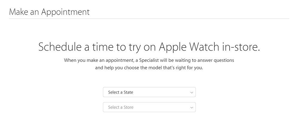 apple watch try-on appointment web