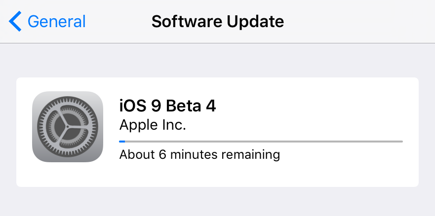 iOS 9 beta 4 update