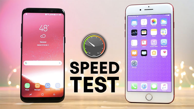 galaxy s8 vs iPhone 7 plus speed test