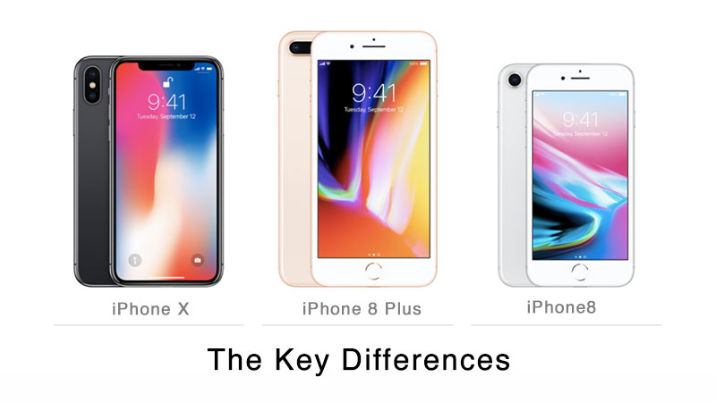 Key Differences between iPhone X, iPhone 8 Plus, and iPhone 8