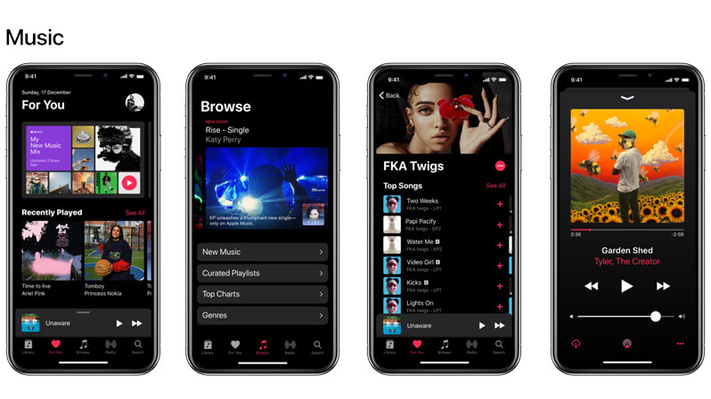 apple music dark theme concept