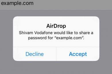 share passwords using airdrop