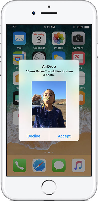 receive airdrop share files on iphone