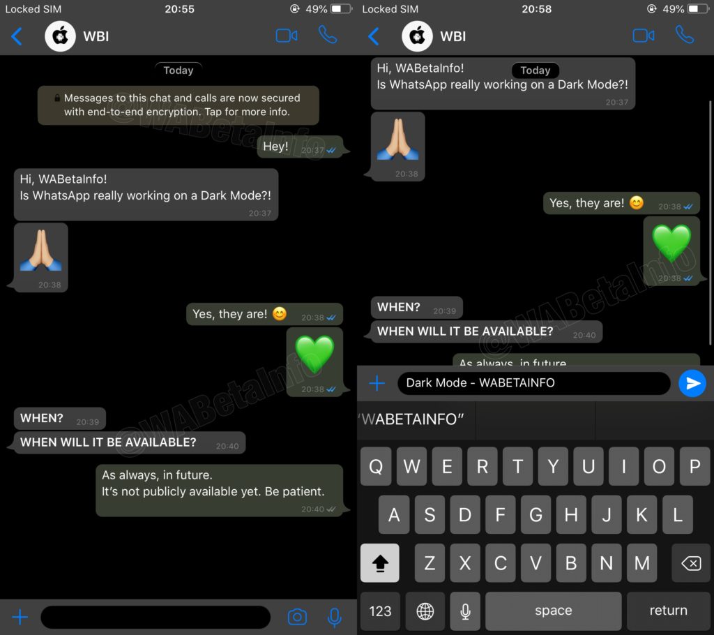 WhatsApp for iPhone to Get Dark Mode in the Future - iPhoneHeat