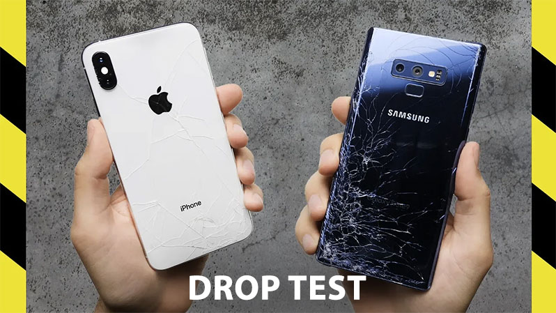 drop test iphone xs vs galaxy note 9