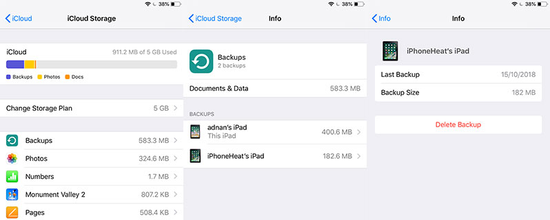how to delete icloud backup from iOS