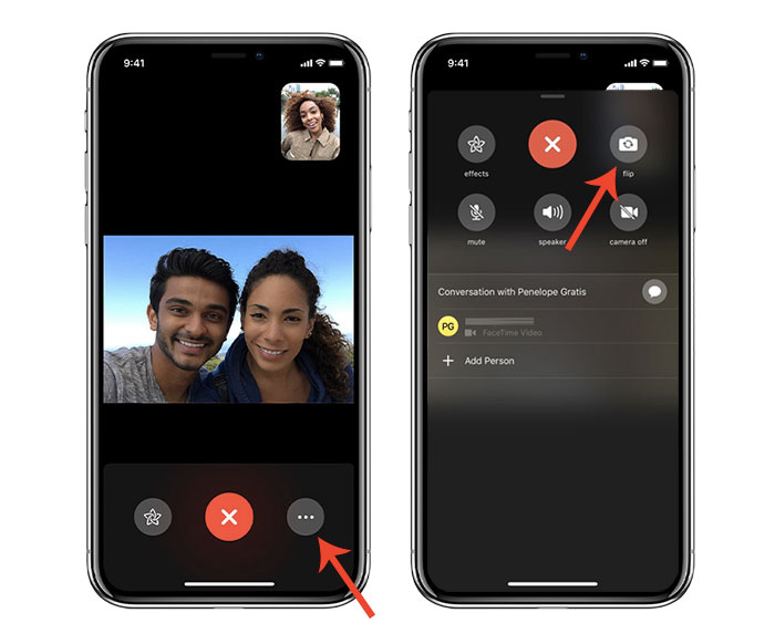 switch to flip facetime camera on iphone ipad ios 12