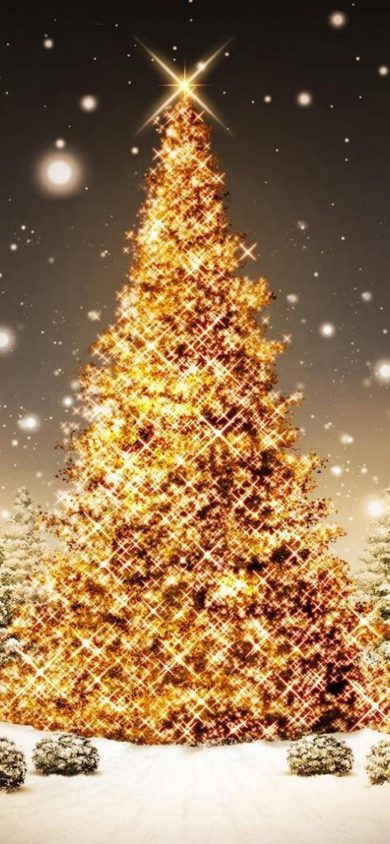 Beautiful golden Tree iPhone XR christmas background
