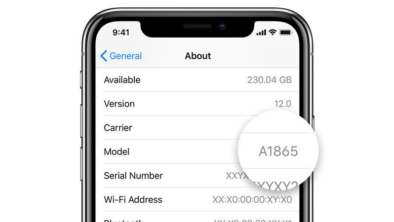 find iphone model number from ios
