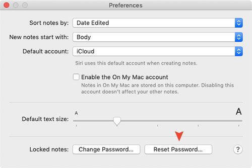 reset notes password mac