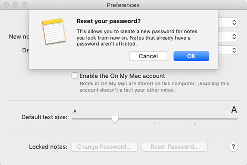 reset notes password on mac