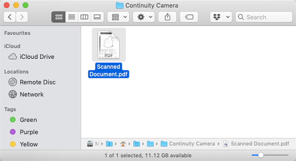 use camera continuity to scan documents