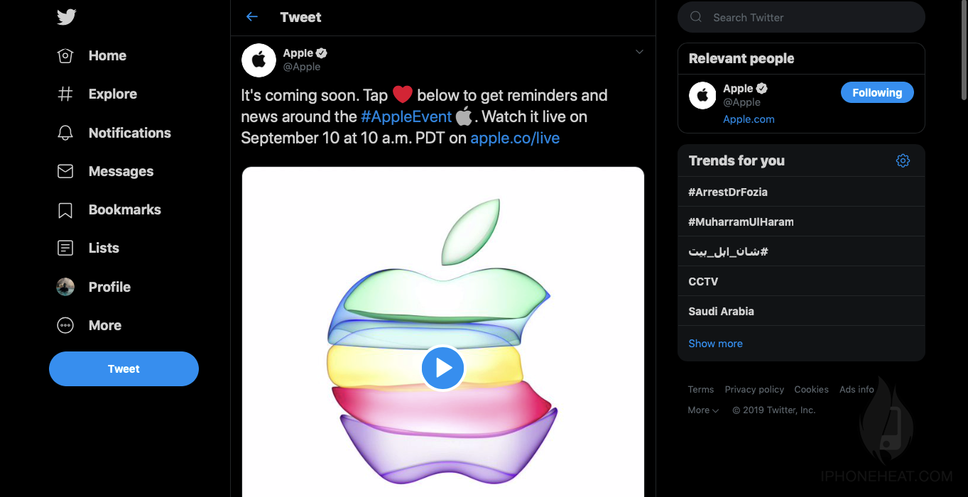watch apple event on twitter