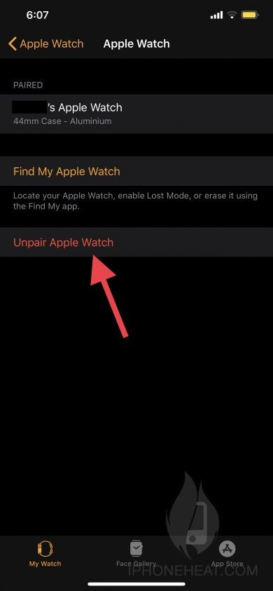 unpair apple watch iphone
