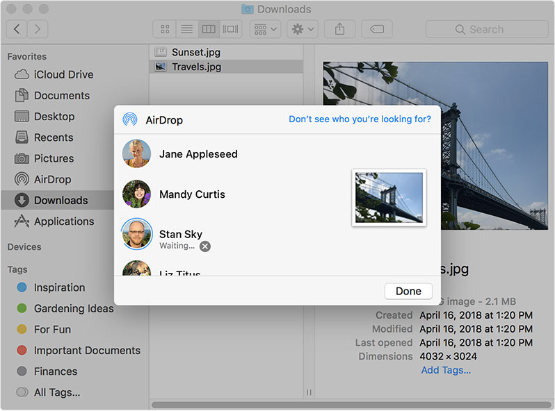 partager des fichiers de mac à iphone en utilisant AirDrop